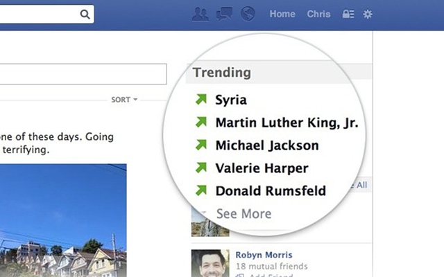 Facebook cho phép xem chủ đề "nóng" trên mạng