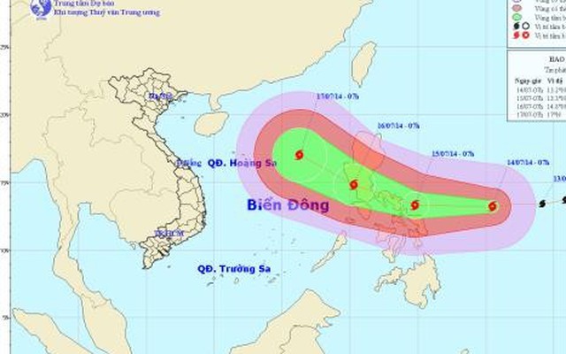 Bão mạnh cấp 10 đang di chuyển nhanh vào Biển Đông