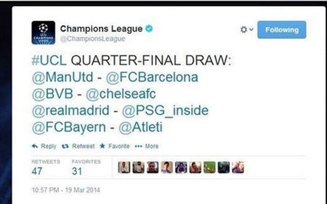 UEFA đăng sớm kết quả chia cặp Tứ kết Champions League