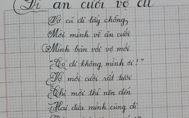 Thơ ‘Đi ăn cưới vợ cũ’ với chữ đẹp như in gây sốt