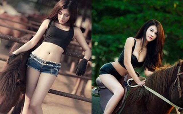 Các hot girl khoe dáng "bốc lửa" bên ngựa