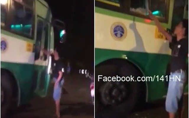 Thanh niên đập vỡ kính xe buýt, phụ xe cầm phớ đuổi chém