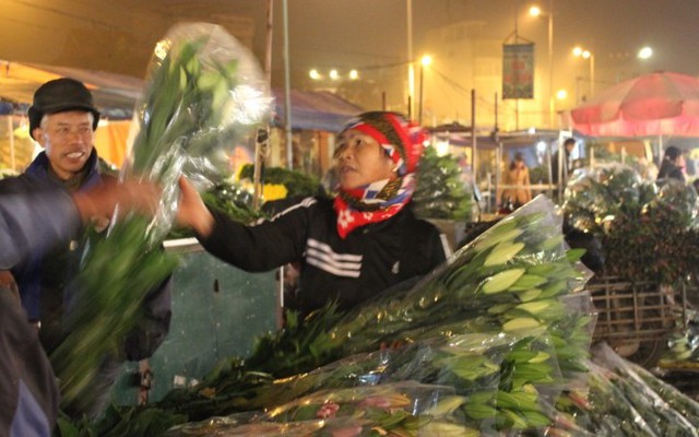 Chợ hoa Quảng Bá lúc 2h sáng, 10 độ C