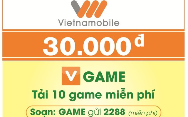 Vietnamobile: Nạp thẻ 30.000 đồng, khuyến mãi 100%