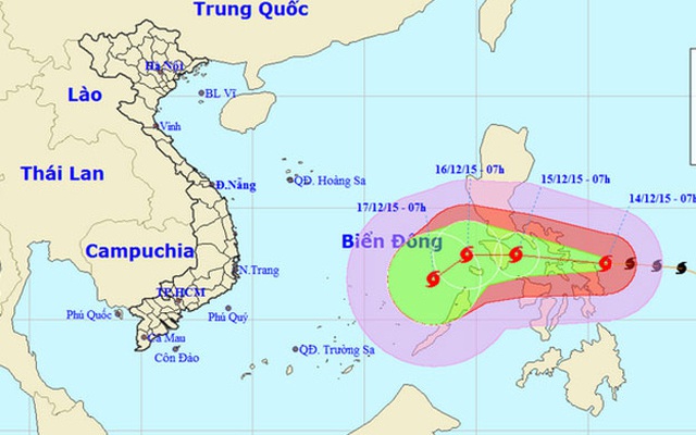 Siêu bão Melor đang hướng vào biển Đông