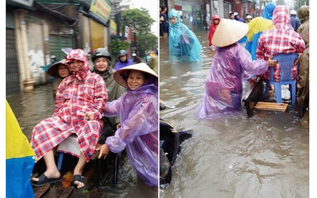 Xe bò lội nước đi... đẻ - hình ảnh ấn tượng nhất ngày lụt lội