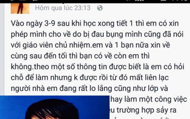 Phú Thọ: Thiếu nữ mất tích đã hơn 1 tháng sau khi bắt xe đi làm