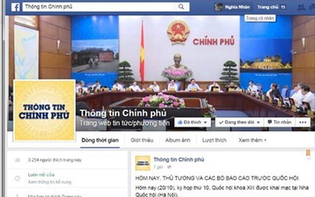 Chính phủ muốn phủ sóng thông tin trên Facebook