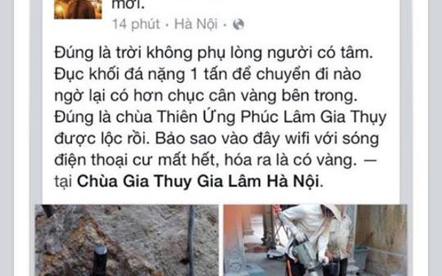 Thực hư tin đồn đập đá phát hiện cục vàng 10kg ở Hà Nội