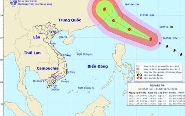 Xuất hiện siêu bão Nepartak giật trên cấp 17