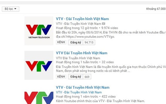 Kênh Youtube của VTV dừng hoạt động