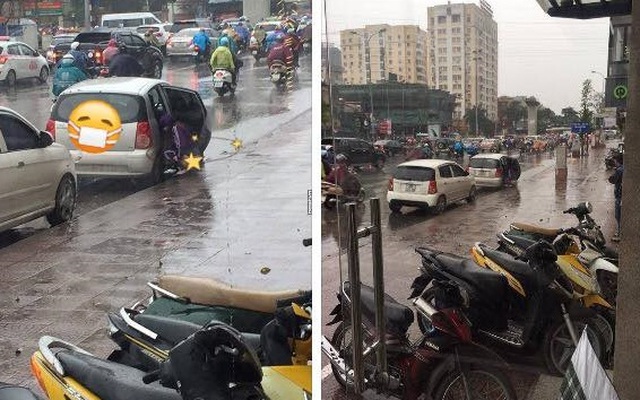 Hành động quá xấu hổ giữa phố Hà Nội ngày mưa
