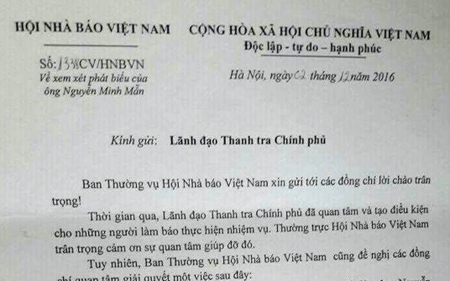 Hội Nhà báo đề nghị Thanh tra Chính phủ xem xét quyền vụ trưởng Vụ III xúc phạm báo chí