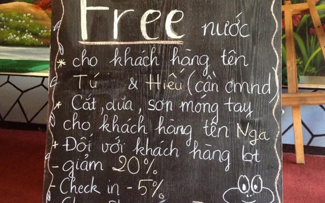 Chiêu khuyến mãi độc, lạ: Miễn phí cho khách hàng cùng tên