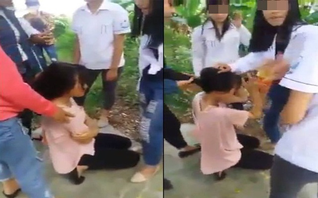 Cô gái bị nhóm thiếu nữ mặc đồng phục học sinh đánh dã man rồi lột áo