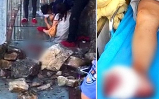 Đang tham quan cầu kính cao nhất thế giới, nữ du khách gặp tai nạn đá rơi liểng xiểng