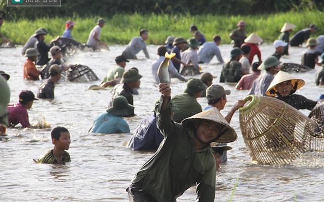 Sau tiếng hú lớn, cả làng tay nơm tay lưới ào xuống vực đánh cá