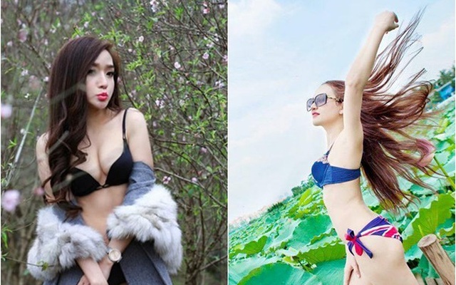 Diện bikini giữa vườn đào: Có cá tính mới làm vậy