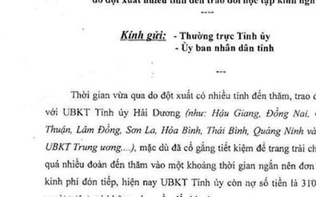 Xin hỗ trợ 310 triệu đồng vì... tiếp khách nhiều