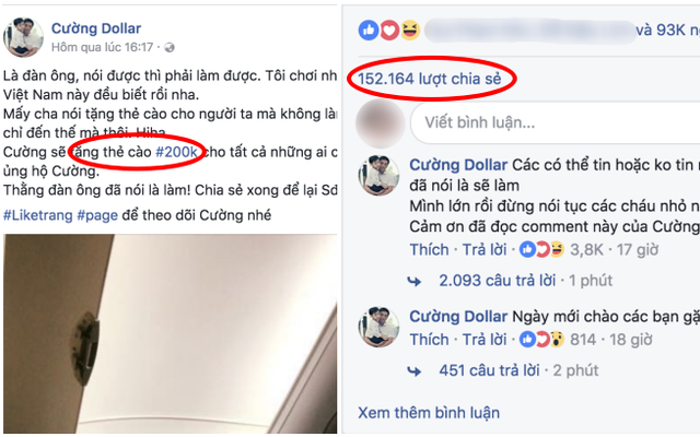 Dùng chiêu tặng thẻ cào giá 200.000 đồng, "Cường Dollar" hút 150.000 người vào bẫy