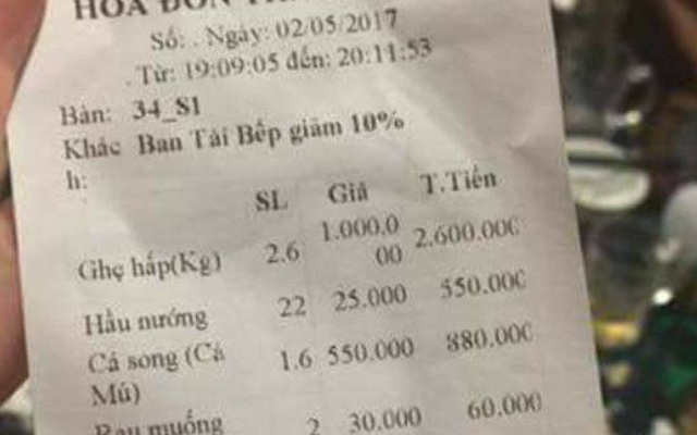 Nhà hàng ở Sầm Sơn nói về việc bị tố "chặt chém" giá ghẹ 1 triệu đồng/kg
