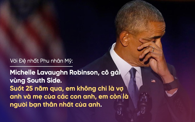 Diễn văn chia tay: Obama nghẹn ngào nói về phu nhân Michelle, khiến con gái Malia rơi nước mắt
