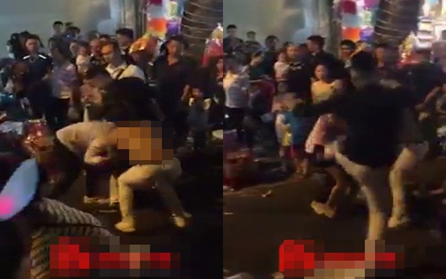 Người phụ nữ bị lột đồ vẫn hùng hổ lao vào đánh nhau đêm Trung thu ở Hà Nội