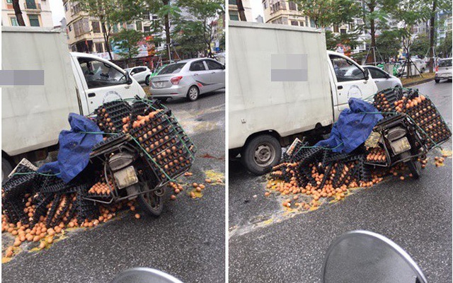 Hình ảnh vụ va chạm khiến nhiều người xót xa trên phố Hà Nội sáng nay