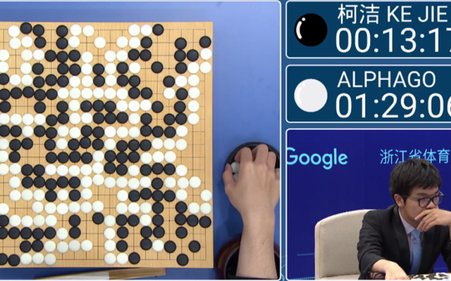 Kết thúc game đấu đầu tiên, trí tuệ nhân tạo AlphaGo chiến thắng kỳ thủ cờ vây số 1 thế giới người Trung Quốc trong trận đấu vô cùng nghẹt thở