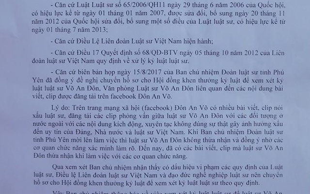 Một luật sư bị đề nghị xem xét kỷ luật vì nói xấu đồng nghiệp trên mạng