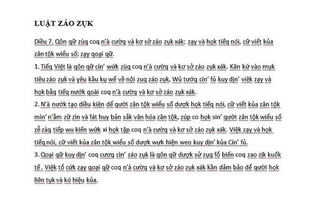 Đề xuất cải tiến bảng chữ cái, 'Luật giáo dục' thành 'Luật záo zụk' gây tranh cãi