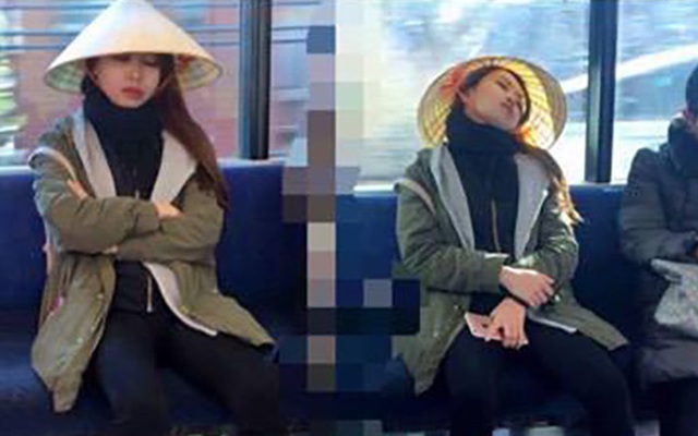 Dân mạng truy tìm cô gái đội nón lá ngủ quên trên tàu điện tại Nhật Bản