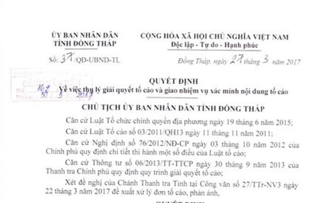 Chủ tịch UBND tỉnh Đồng Tháp tiết lộ tin người tố cáo: Có thể bị truy cứu trách nhiệm hình sự