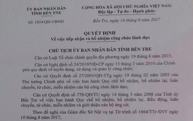 Đã khắc phục vụ bổ nhiệm PGĐ Sở khi chưa là công chức