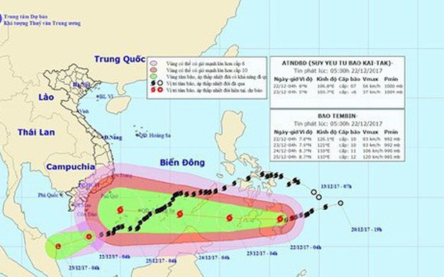 Bão số 15 suy yếu thành áp thấp nhiệt đới, bão Tembin chuyển hướng Tây