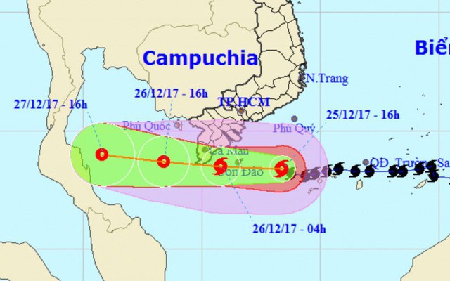 Rạng sáng mai, bão số 16 giật cấp 12 đổ bộ Côn Đảo