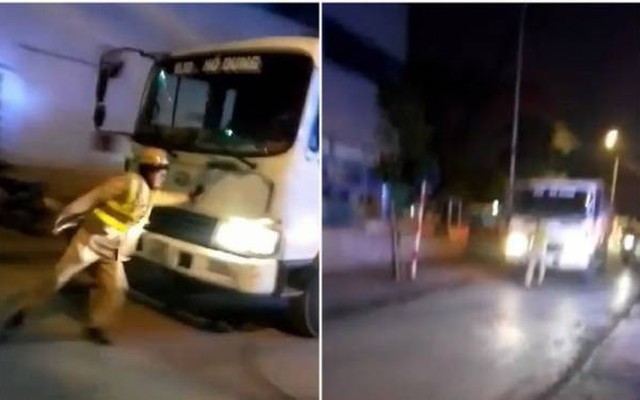Tạm giữ hình sự tài xế xe tải lao thẳng vào CSGT Hà Nội