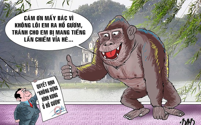 HÍ HỌA tuần qua: "Khỉ Kong: Cảm ơn mấy bác vì không lôi em ra Hồ Gươm"