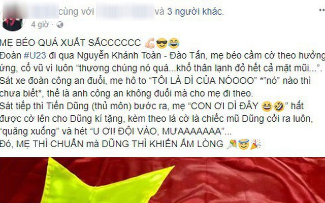 Cổ động viên "nhận vơ" là dì để đi theo xe diễu hành, thủ môn Tiến Dũng đã đáp lại rất bất ngờ