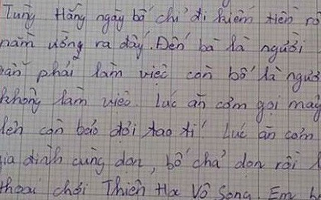 Bài văn tả ‘siêu thực’ về bố của học sinh lớp 5: ‘Từ nay em không làm osin cho bố nữa’