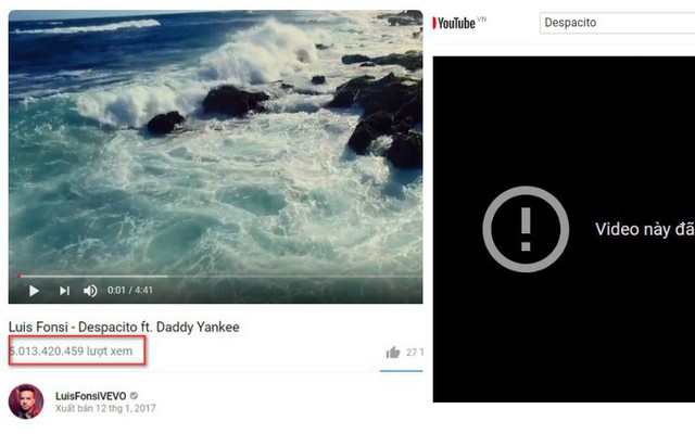 MV đạt 5 tỷ lượt xem Despacito vừa xác lập kỷ lục đã bị hacker xóa hoàn toàn khỏi Youtube