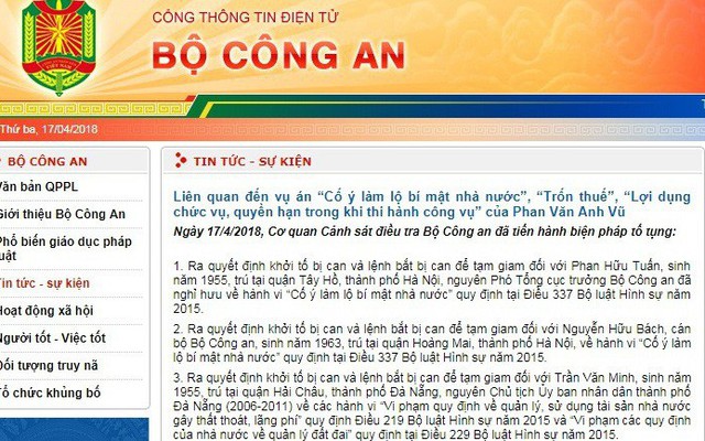 Cựu Trung tướng, Phó Tổng Cục trưởng Tổng Cục Tình báo Phan Hữu Tuấn bị bắt