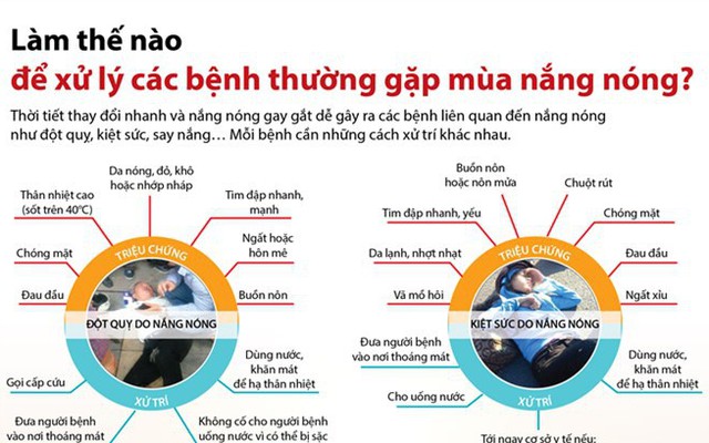 [Infographics] Hướng dẫn cách xử lý các bệnh thường gặp mùa nắng nóng