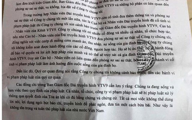 Đề nghị công an vào cuộc vụ giám đốc, nhân viên kênh VTV9 bị đe dọa truy sát