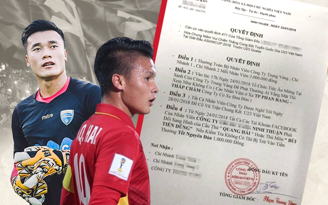 Sếp thưởng tiền triệu cho nhân viên và yêu cầu thay ảnh cầu thủ Quang Hải, Tiến Dũng