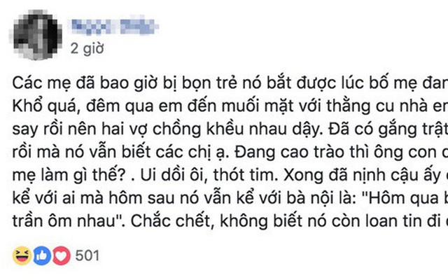 Dở khóc dở cười nghe hội bỉm sữa kể chuyện cho con ngủ chung, đang cao trào con bật dậy quát: “Mẹ mặc quần áo vào”