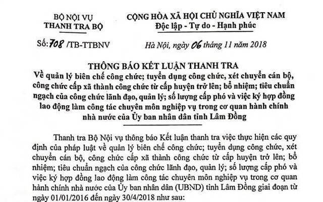 110 công chức ở Lâm Đồng chưa đủ tiêu chuẩn chức danh lãnh đạo
