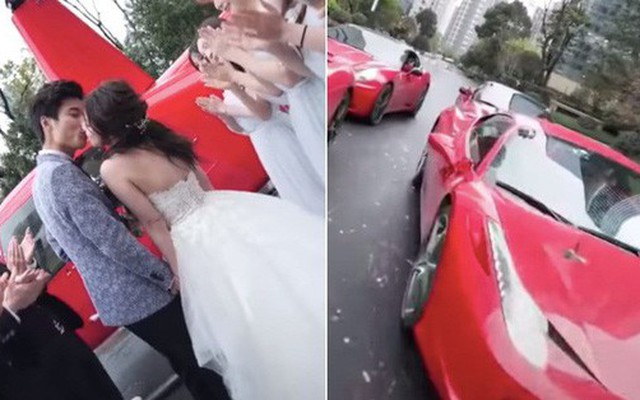 Clip đám cưới Rich Kid ở Trung Quốc gây xôn xao: Đón dâu bằng trực thăng, 8 chiếc Ferrari đỏ chói theo sau hộ tống