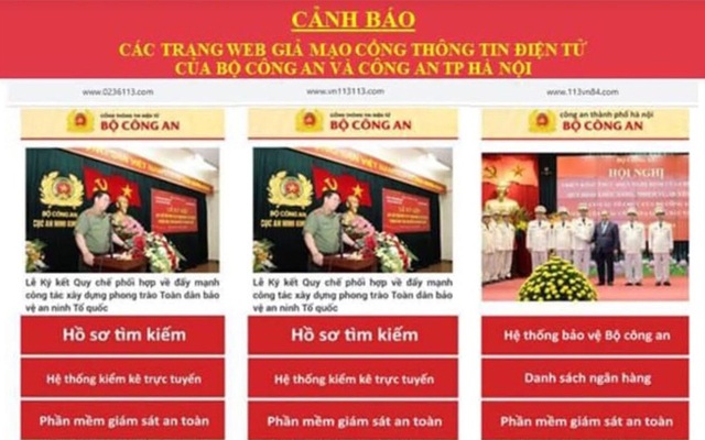 Phát hiện 8 trang web giả mạo lực lượng Công an