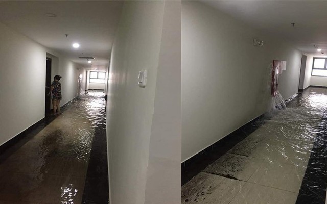 Đường ống dẫn nước PCCC bung mối, dân chung cư ở Hà Nội náo loạn vì "lũ lụt" trên cao